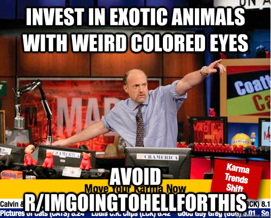 invest in exotic animals with weird colored eyes  avoid r/imgoingtohellforthis - invest in exotic animals with weird colored eyes  avoid r/imgoingtohellforthis  Mad Karma with Jim Cramer