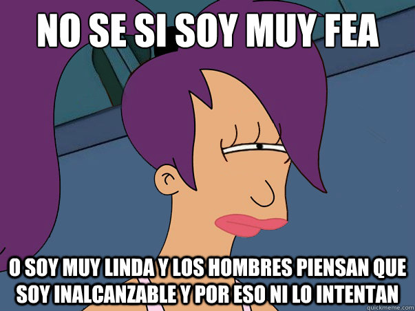 No se si soy muy fea O soy muy linda y los hombres piensan que soy inalcanzable y por eso ni lo intentan  Leela Futurama