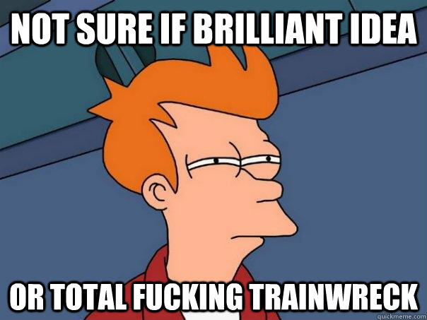 not sure if brilliant idea or total fucking trainwreck - not sure if brilliant idea or total fucking trainwreck  Futurama Fry