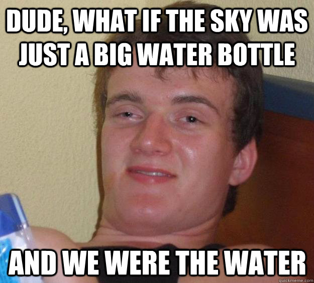 Dude, what if the sky was just a big water bottle and we were the water  10 Guy