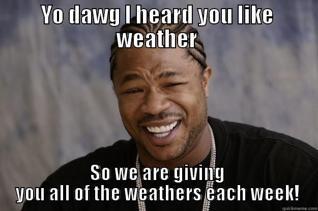 I heard you like weather - YO DAWG I HEARD YOU LIKE WEATHER SO WE ARE GIVING YOU ALL OF THE WEATHERS EACH WEEK! Xzibit meme