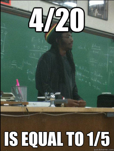 4/20 is equal to 1/5  