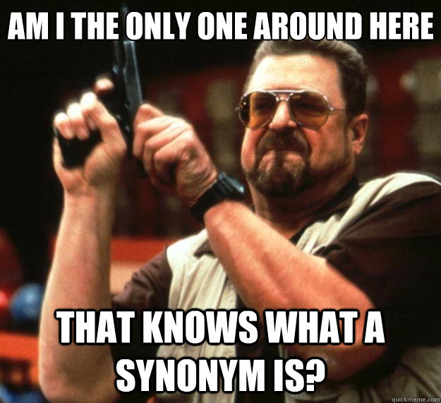 Am I the only one around here That knows what a synonym is?  Big Lebowski