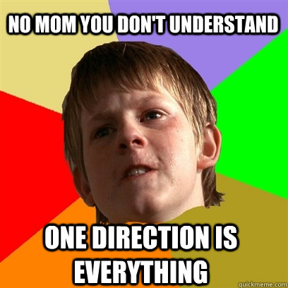 No mom you don't understand one direction is everything  Angry School Boy