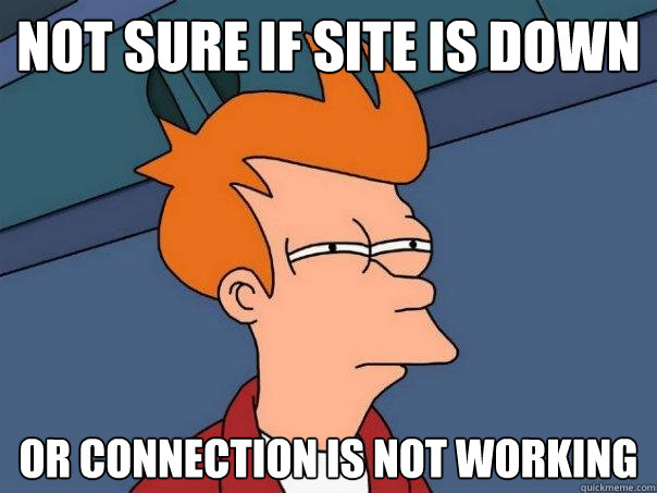 Not sure if site is down Or connection is not working  Futurama Fry