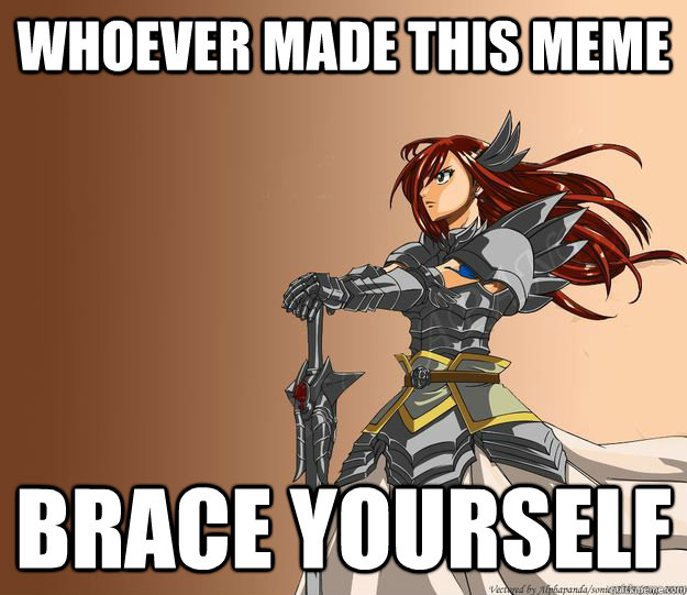 whoever made this meme brace yourself  Brace Yourself Erza Scarlet