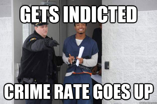 Gets indicted Crime rate goes up - Gets indicted Crime rate goes up  Ridiculously Photogenic Prisoner