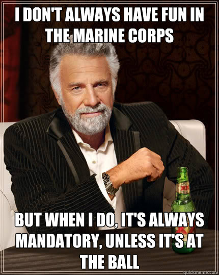 I don't always have fun in the Marine Corps but when i do, It's always Mandatory, Unless it's at the ball - I don't always have fun in the Marine Corps but when i do, It's always Mandatory, Unless it's at the ball  Dos Equis man