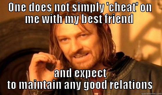 ONE DOES NOT SIMPLY 'CHEAT' ON ME WITH MY BEST FRIEND  AND EXPECT TO MAINTAIN ANY GOOD RELATIONS Boromir