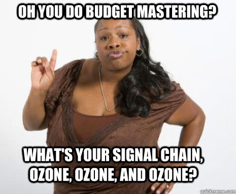 oh you do budget mastering? What's your signal chain, ozone, ozone, and ozone?  Strong Independent Black Woman