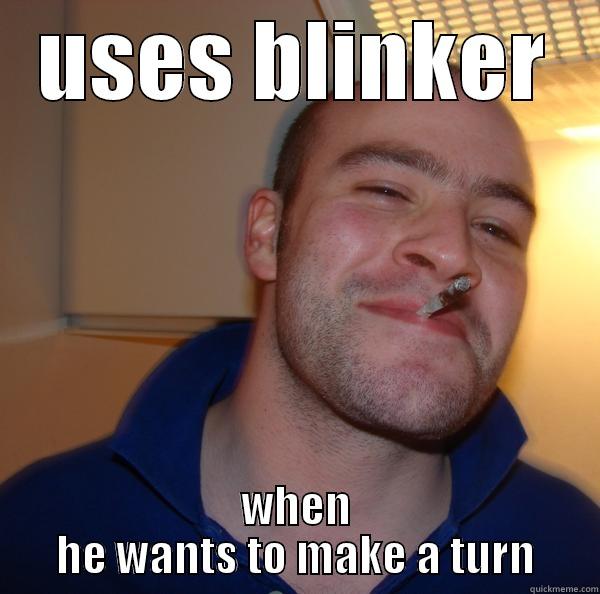 USES BLINKER WHEN HE WANTS TO MAKE A TURN Good Guy Greg 