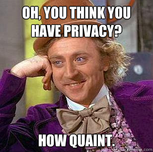 Oh, you think you have privacy? How quaint.  Condescending Wonka