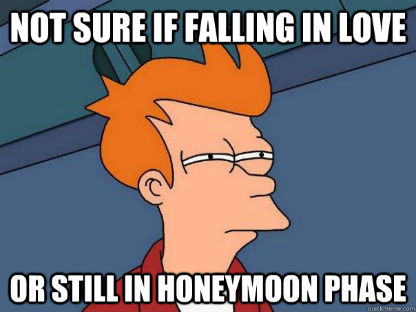 Not sure if falling in love Or still in honeymoon phase  Futurama Fry