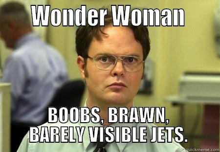 Wonder Woman -      WONDER WOMAN      BOOBS, BRAWN, BARELY VISIBLE JETS. Schrute