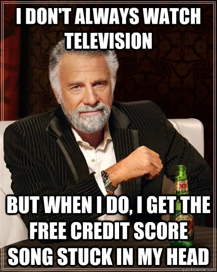 I don't always watch television But when I do, I get the free credit score song stuck in my head  The Most Interesting Man In The World