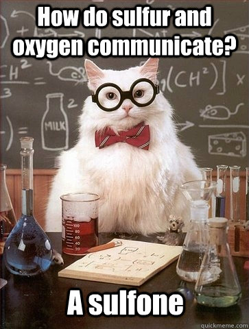 How do sulfur and oxygen communicate?  A sulfone - How do sulfur and oxygen communicate?  A sulfone  Chemistry Cat