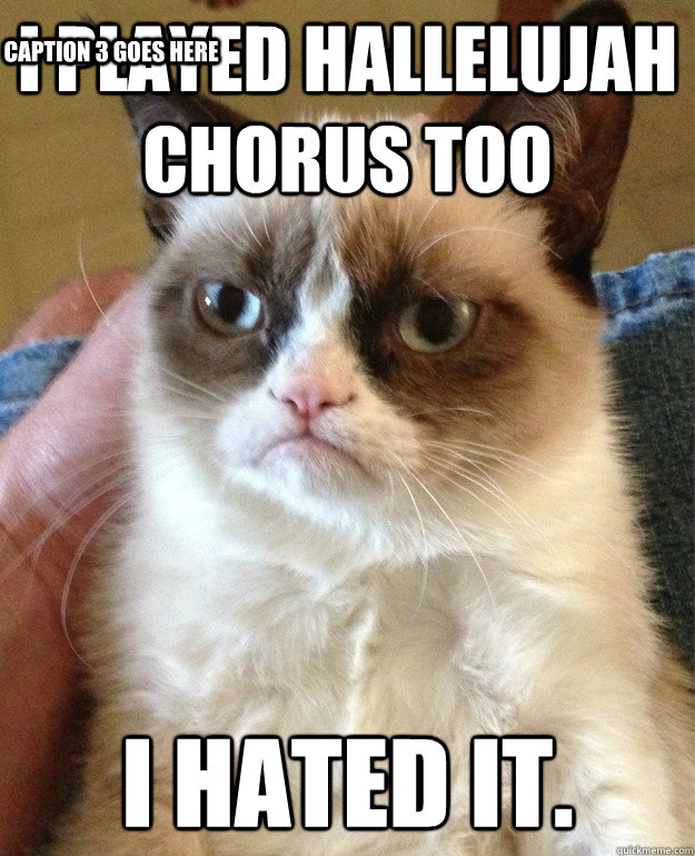 I played Hallelujah Chorus too I hated it. Caption 3 goes here - I played Hallelujah Chorus too I hated it. Caption 3 goes here  Misc