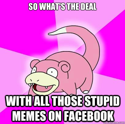 So what's the deal with all those stupid memes on facebook  Slowpoke