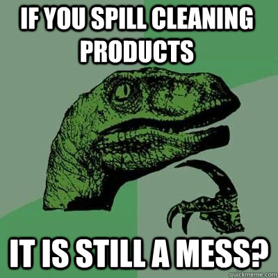 If you spill cleaning products it is still a mess?  Philosoraptor