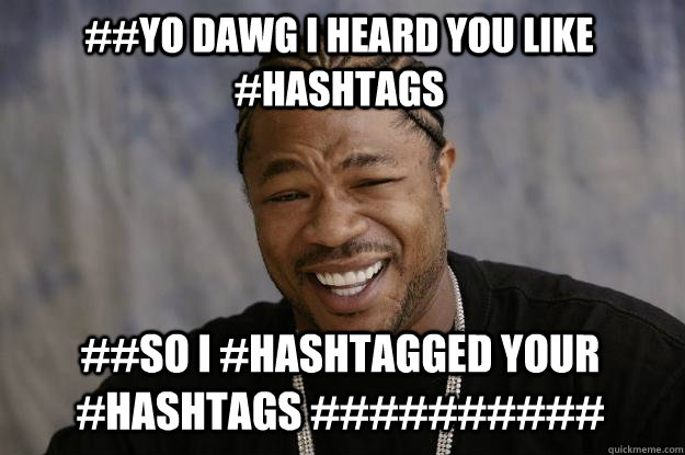 ##YO dawg i heard you like #hashtags ##so i #hashtagged your #hashtags ##########  Xzibit meme