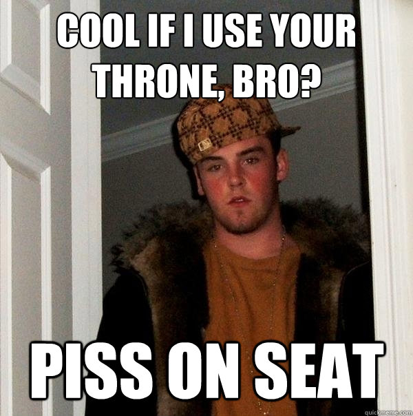 Cool if I use your throne, bro? piss on seat  Scumbag Steve