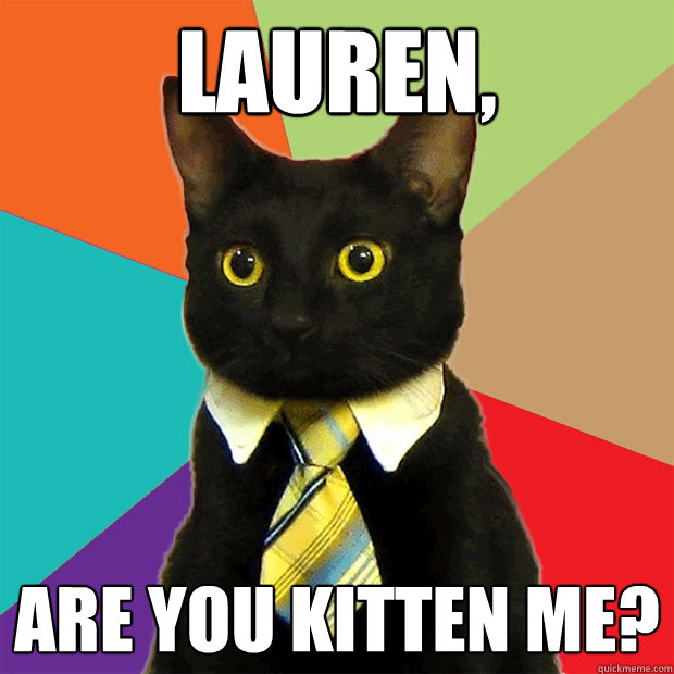 lauren, are you kitten me?  Business Cat