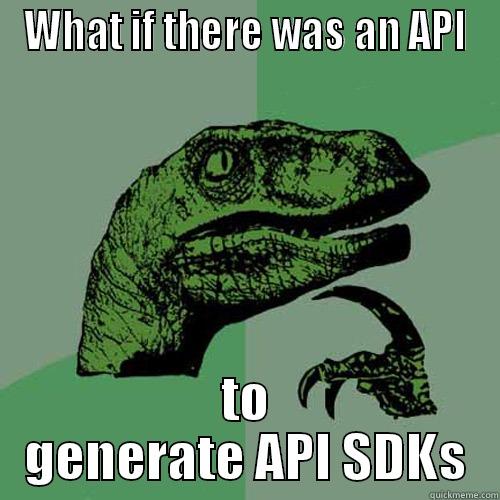 WHAT IF THERE WAS AN API TO GENERATE API SDKS Philosoraptor