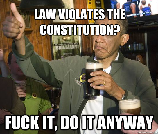 Law violates the
constitution? Fuck it, do it anyway  Upvoting Obama