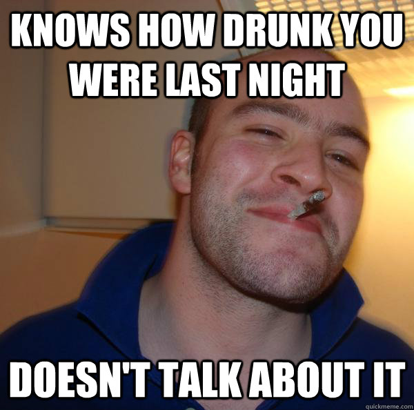 Knows how drunk you were last night Doesn't talk about it - Knows how drunk you were last night Doesn't talk about it  Misc