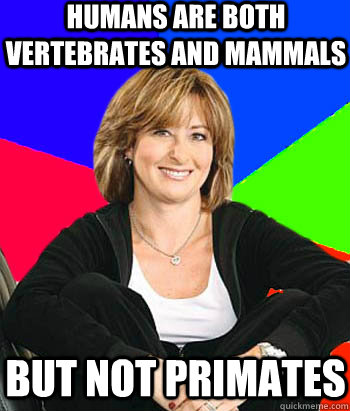 Humans are both vertebrates and mammals but not primates  Sheltering Suburban Mom