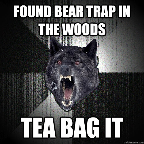 Found bear trap in the woods Tea bag it  Insanity Wolf