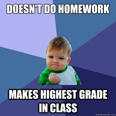 doesn't do homework makes highest grade in class  Success Kid