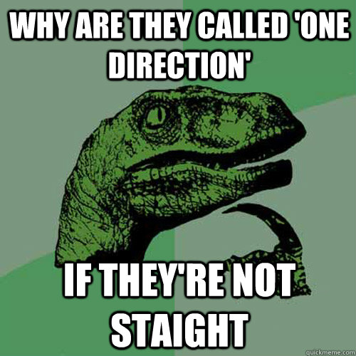 Why are they called 'one Direction' if they're not staight - Why are they called 'one Direction' if they're not staight  Philosoraptor