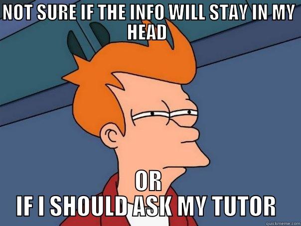 NOT SURE IF THE INFO WILL STAY IN MY HEAD  OR IF I SHOULD ASK MY TUTOR  Futurama Fry