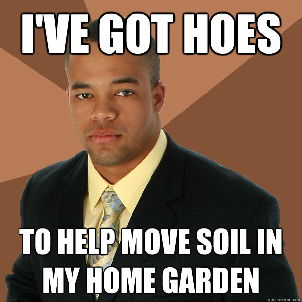 I've got hoes to help move soil in my home garden - I've got hoes to help move soil in my home garden  Successful Black Man