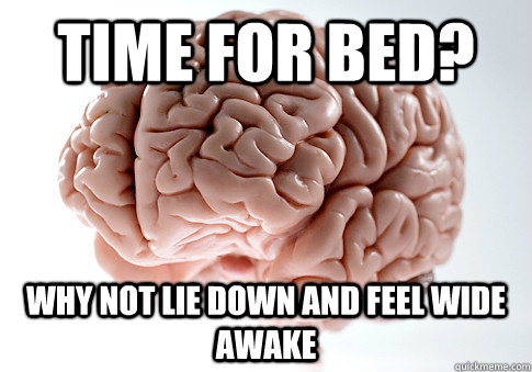 Time for bed?  Why not lie down and feel wide awake  Scumbag Brain