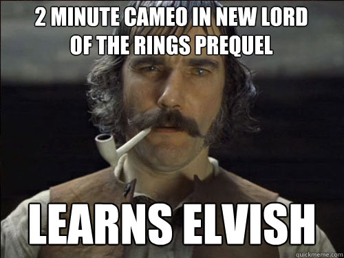 2 minute Cameo in new lord of the rings prequel learns elvish  