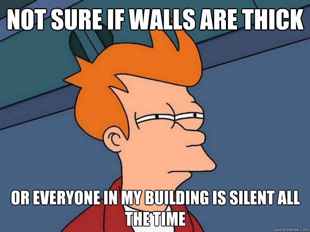 Not sure if walls are thick Or everyone in my building is silent all the time - Not sure if walls are thick Or everyone in my building is silent all the time  Futurama Fry