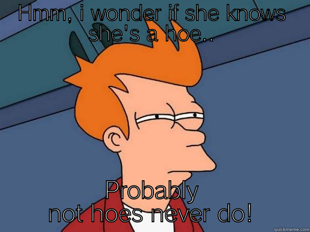 HMM, I WONDER IF SHE KNOWS SHE'S A HOE.. PROBABLY NOT HOES NEVER DO! Futurama Fry