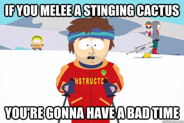 If you melee a stinging cactus You're gonna have a bad time  South Park Youre Gonna Have a Bad Time