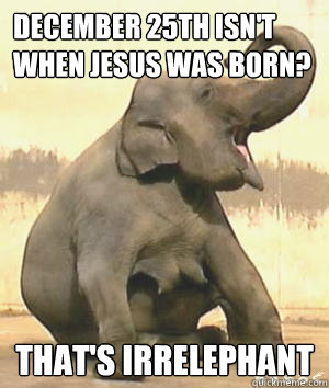 December 25th isn't when Jesus was born? That's Irrelephant  Irrelephant