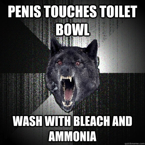 penis touches toilet bowl wash with bleach and ammonia - penis touches toilet bowl wash with bleach and ammonia  Insanity Wolf