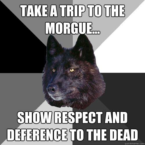 Take a trip to the morgue... Show respect and deference to the dead  Sanity Wolf