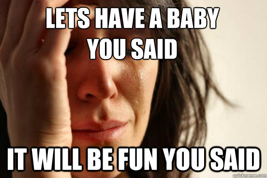 Lets have a baby you said it will be fun you said  First World Problems