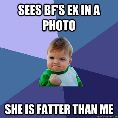 sees bf's ex in a photo she is fatter than me  Success Kid