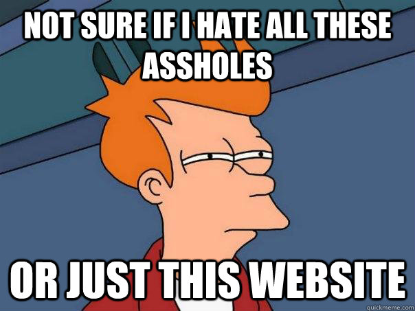 Not sure if I hate all these assholes Or just this website - Not sure if I hate all these assholes Or just this website  Futurama Fry