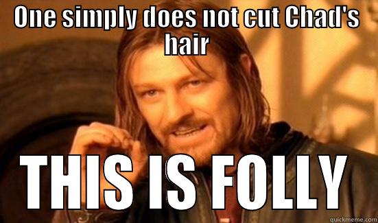 ONE SIMPLY DOES NOT CUT CHAD'S HAIR THIS IS FOLLY Boromir