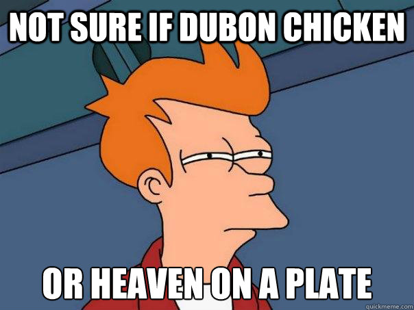 not sure if dubon chicken or heaven on a plate  Futurama Fry