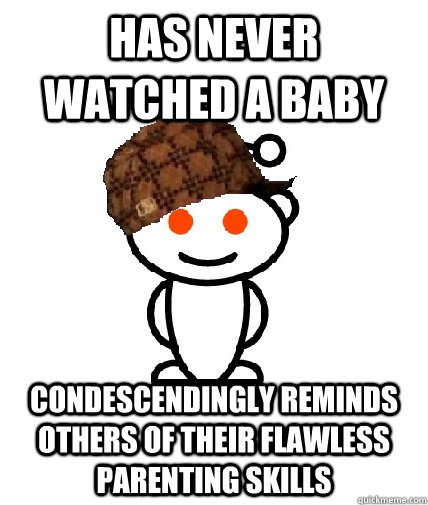 Has never watched a baby condescendingly reminds others of their flawless parenting skills   Scumbag Redditor