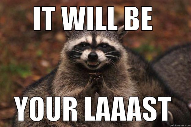 IT WILL BE YOUR LAAAST Evil Plotting Raccoon